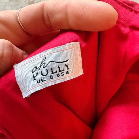 Oh Polly! All For You Ruched Bodycon Satin Mini Dress in Red US Sz 4 - Picture 11 of 14